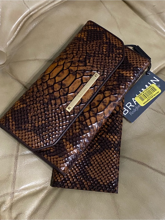 Brahmin Handbags - NWT Brahmin Checkbook Wallet Tortoise Seville Retired Snake Print Leather